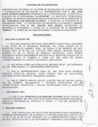 Firma de Convenio entre SEDECO – ClusterTIM – Instituto Tecnológico Superior de Uruapan